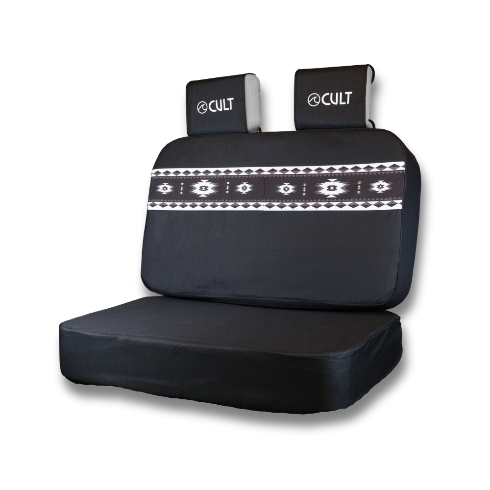 Campervan Back Bench Seat Cover AZTEC BLACK & WHITE