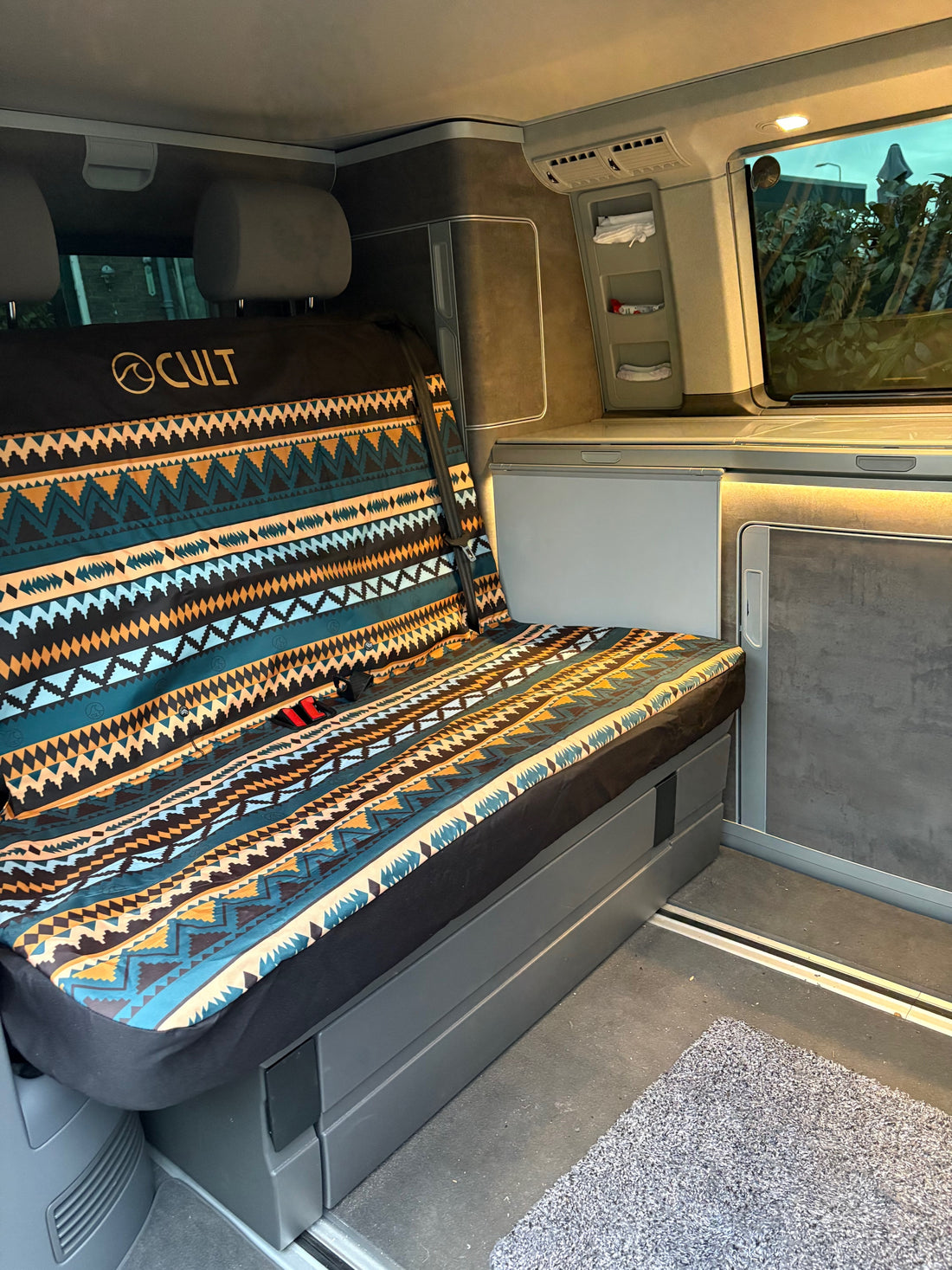 California Double Back Seat Cover AZTEC BLACK & WHITE (Headrest covers not included)