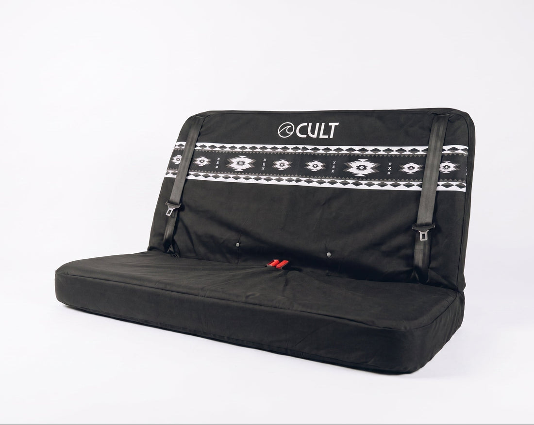 California Double Back Seat Cover AZTEC BLACK &amp; WHITE (Headrest covers not included)