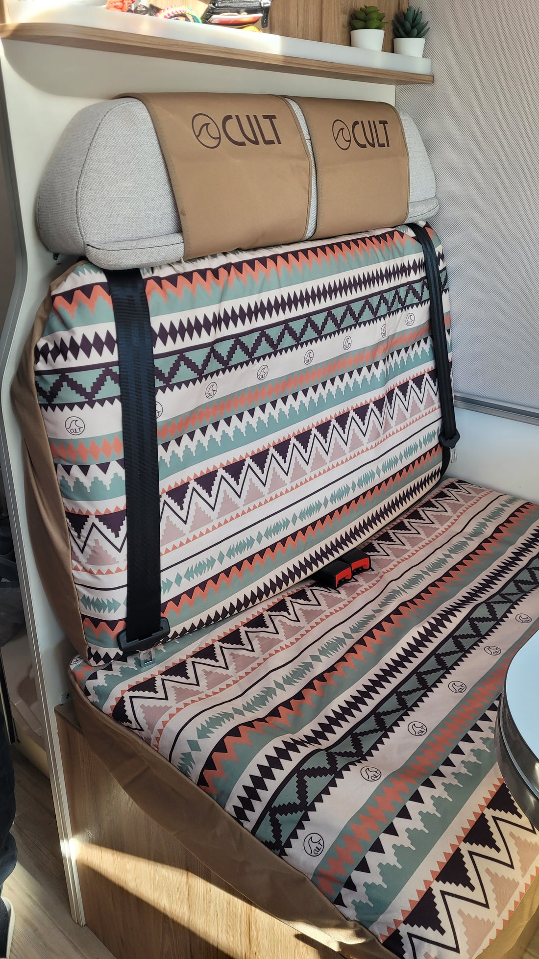 Campervan Back Bench Seat Cover AZTEC BLACK &amp; WHITE