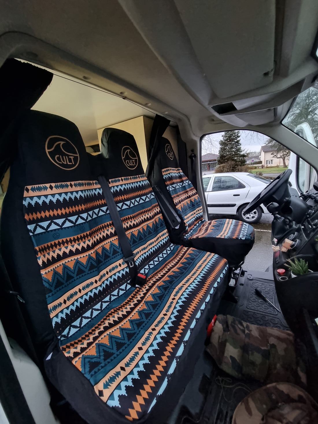 Double front seat cover BLACK