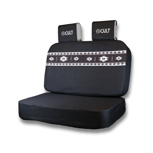 Campervan Back Bench Seat Cover AZTEC BLACK & WHITE