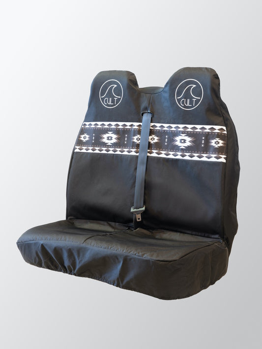 Double seat cover AZTEC Black and White