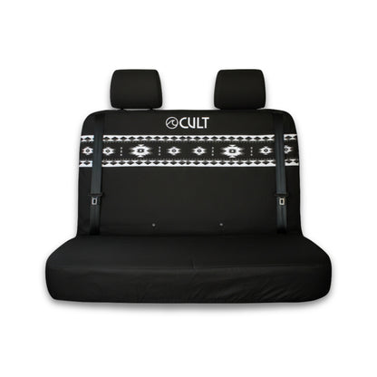 California Double Back Seat Cover AZTEC BLACK &amp; WHITE (Headrest covers not included)